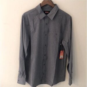 NWT Bass Outdoor Easy Travel Shirt gray casual button up front pocket S